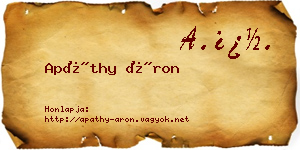 Apáthy Áron névjegykártya